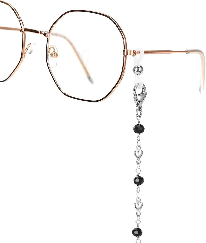 Hongeely Eyeglass Chain Silver Stainless Steel Handmade Necklace for Reading Glasses Sunglass Beaded Chains for Men Women - Image 2